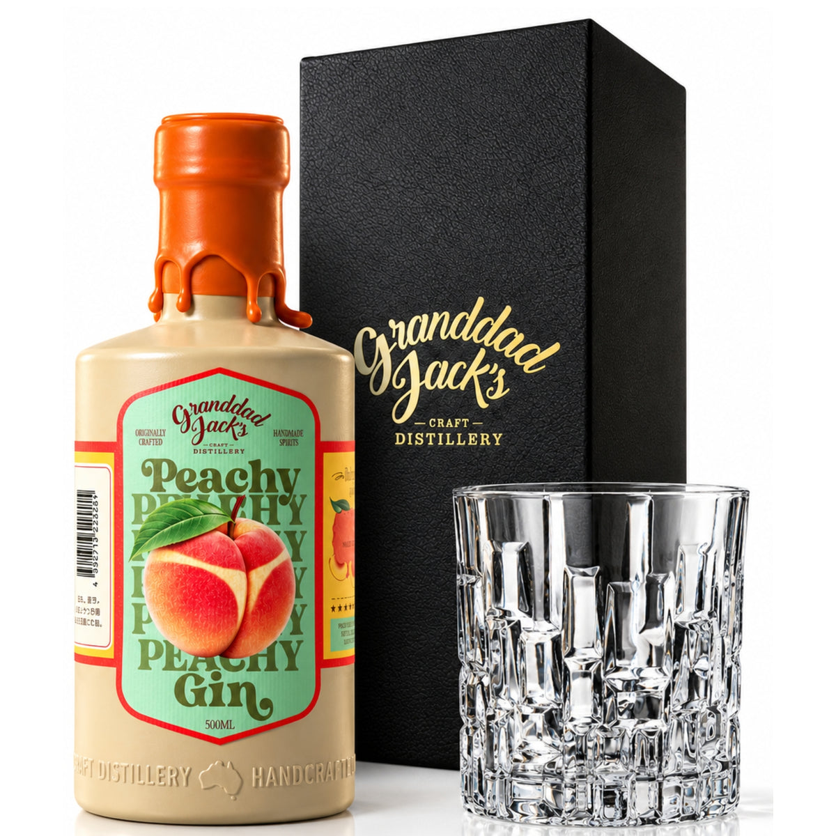 Granddad Jack's Peachy Gin ピーチジン リミテッドリリース クラフトジン 500ml 日本入荷100本限定（ボトルのみ／ギフトボックス入り／グラスセット）