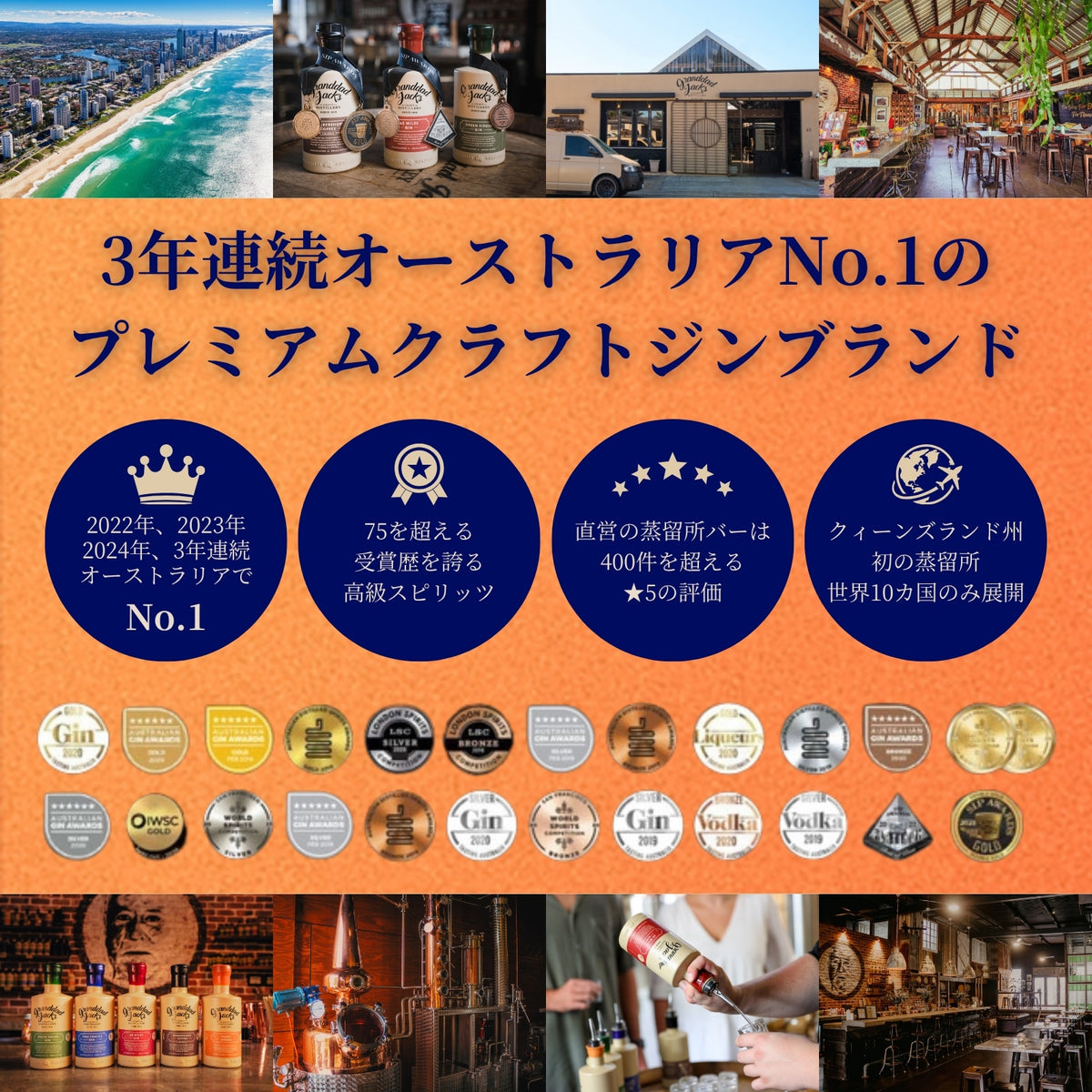 Granddad Jack's Peachy Gin ピーチジン リミテッドリリース クラフトジン 500ml 日本入荷100本限定（ボトルのみ／ギフトボックス入り／グラスセット）